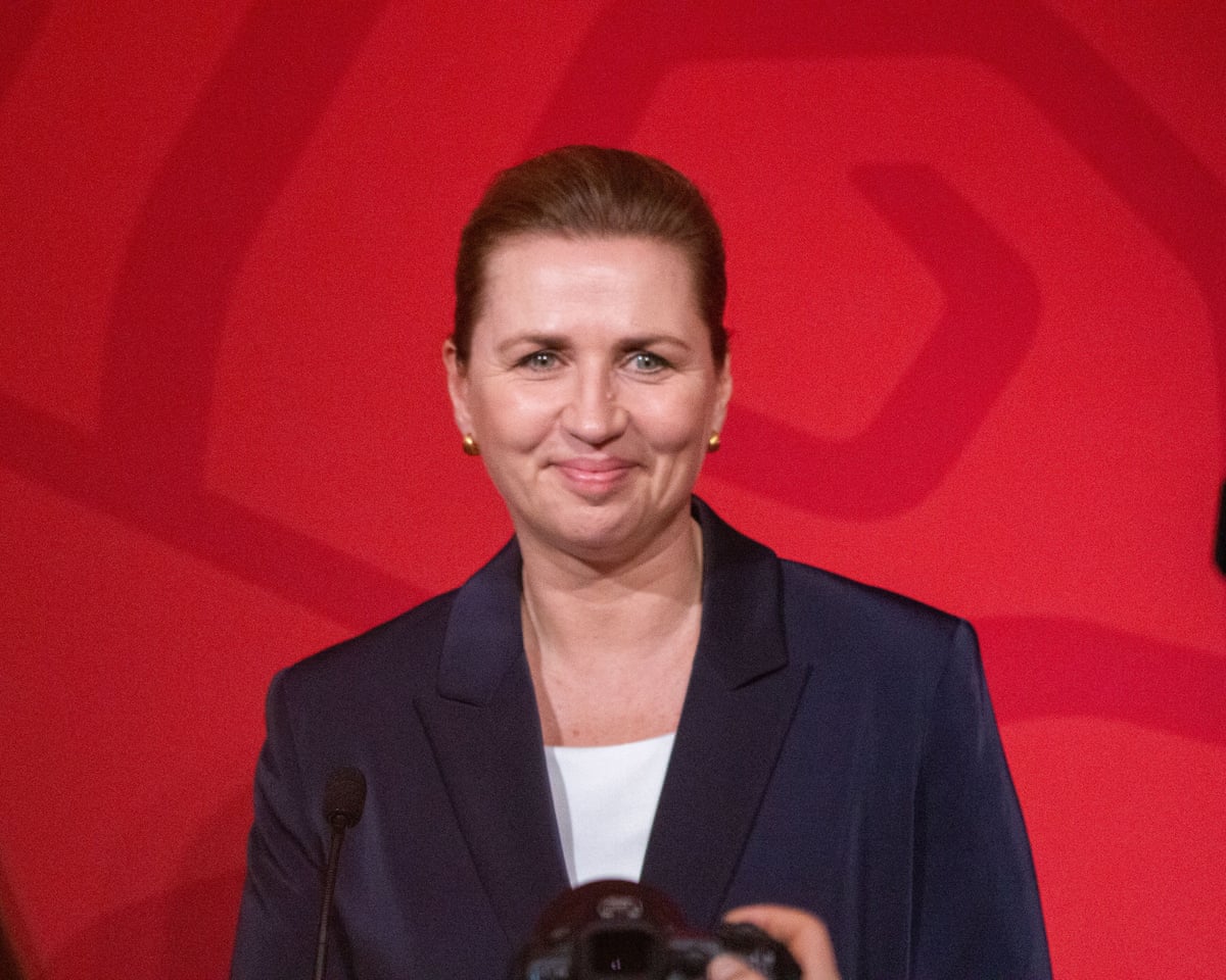 Chairwoman of the Social Democrats and Denmark's prime minister, Mette Frederiksen, speaks during an election event for the general election at the Danish Parliament in Copenhagen, Denmark.