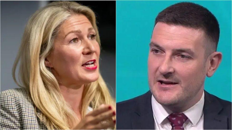 Llun cyfansawdd o Laura Anne Jones a James Evans