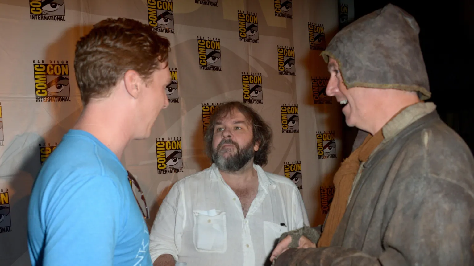  Colbert with Peter Jackson and Benedict Cumberbatch