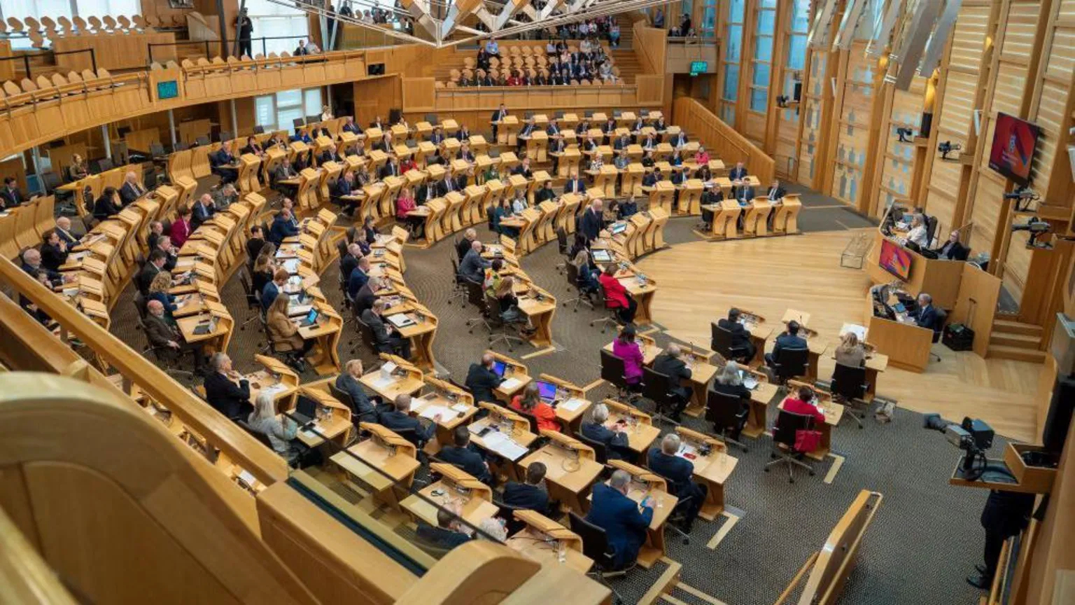  The main chamber during the last First Minister's Questions of the 2026 parliamentary session at the Scottish Parliament in Holyrood