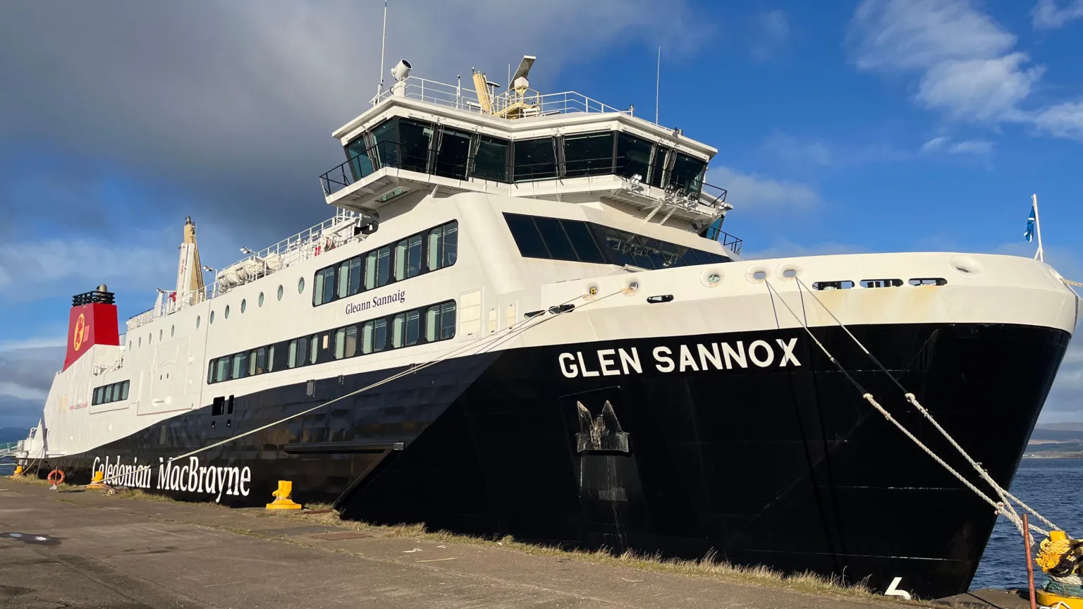 MV Glen Sannox berthed.