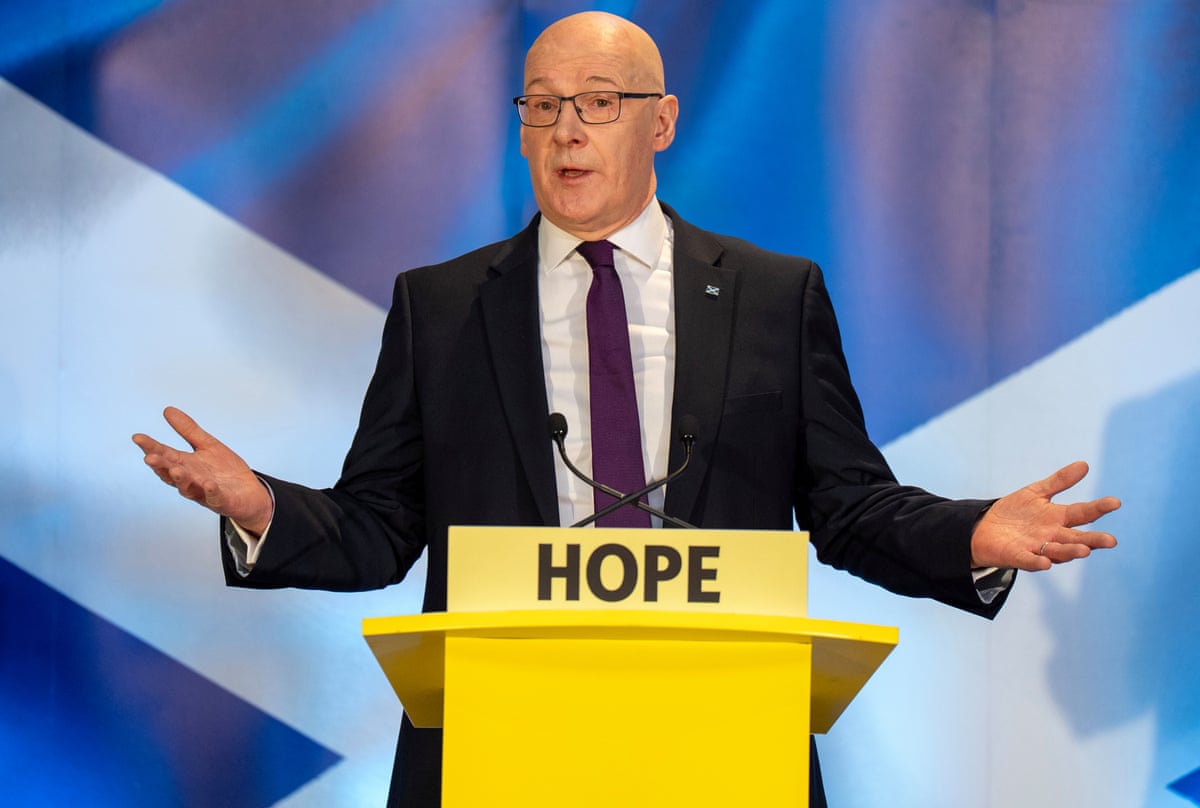 John Swinney speaking at the launch of the SNP’s campaign for the Holyrood elections.