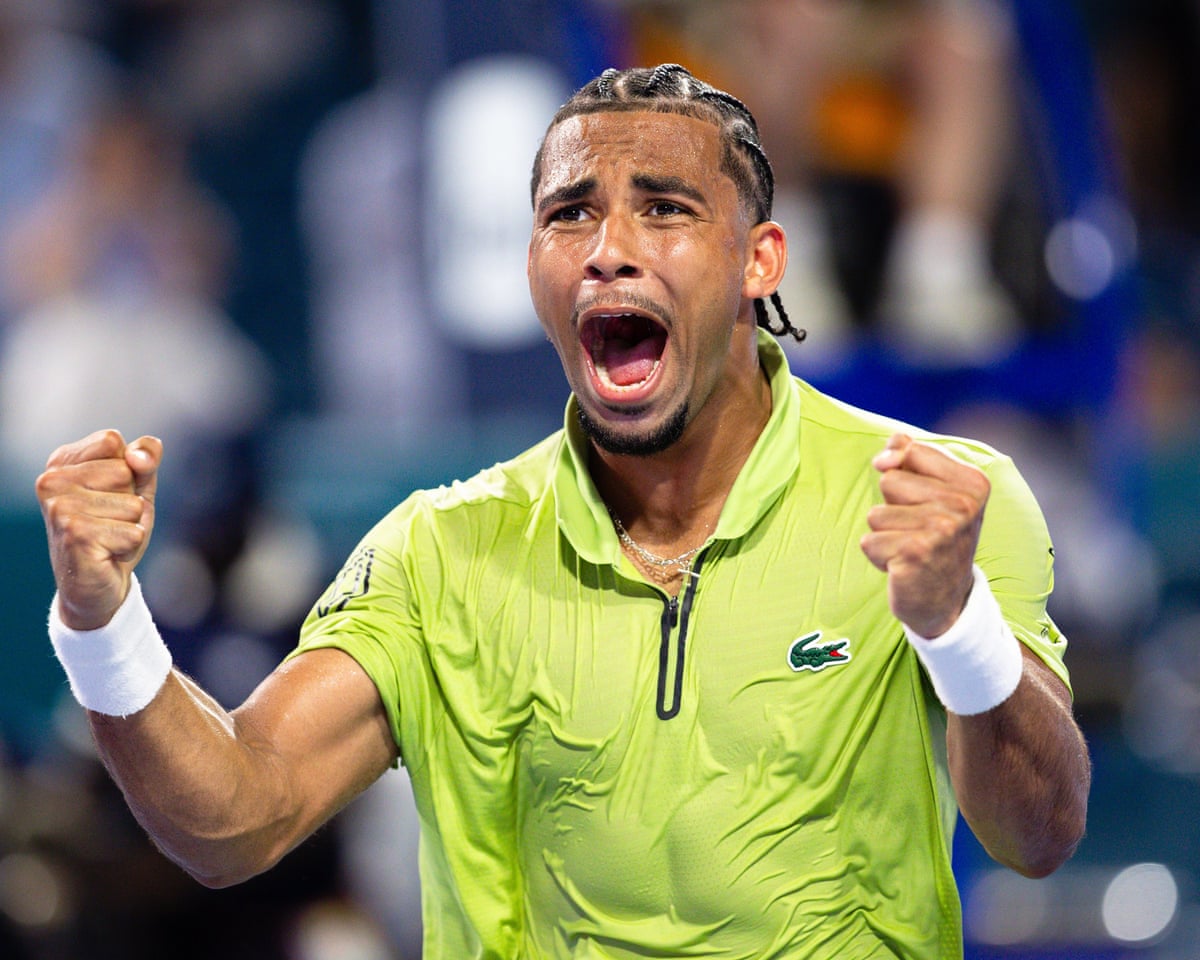 Arthur Fils of France celebrates his win against Tommy Paul of the United States
