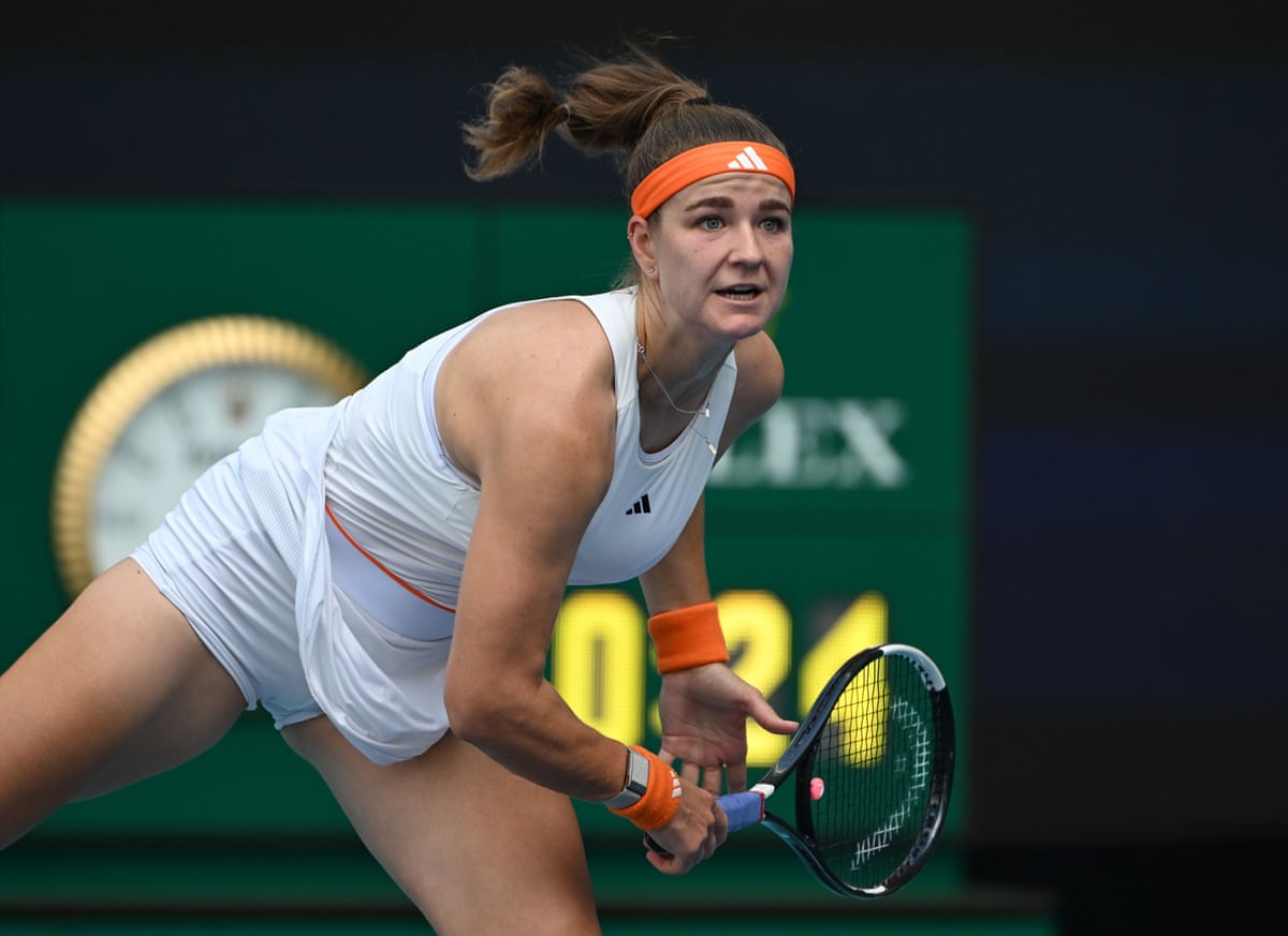 Karolina Muchova during her match against Coco Gauff in the semi-finals of the Miami Open