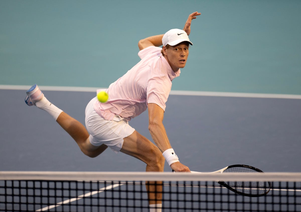 Jannik Sinner plays a shot at the Miami Open