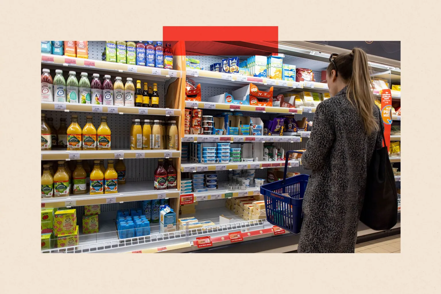 EPA - EFE/REX/ Shutterstock A woman shops at a supermarket, facing rows of orange juice
