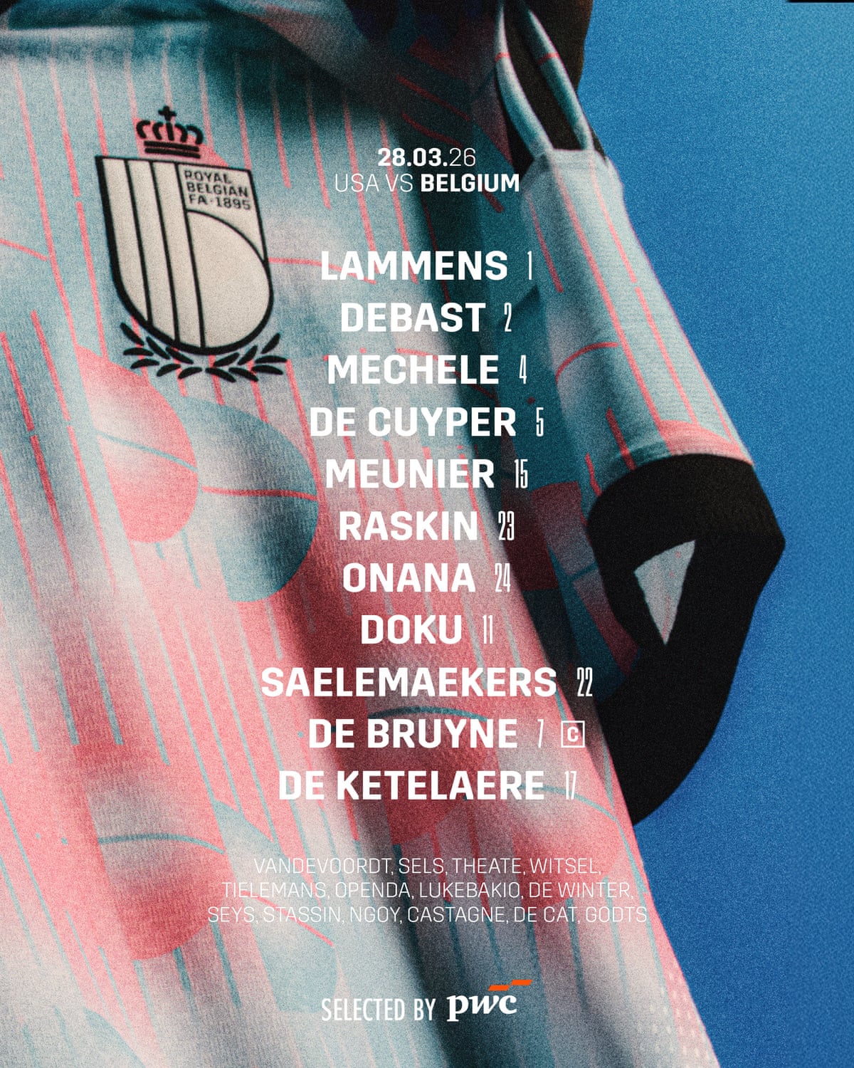 Belgium's lineup v the USA