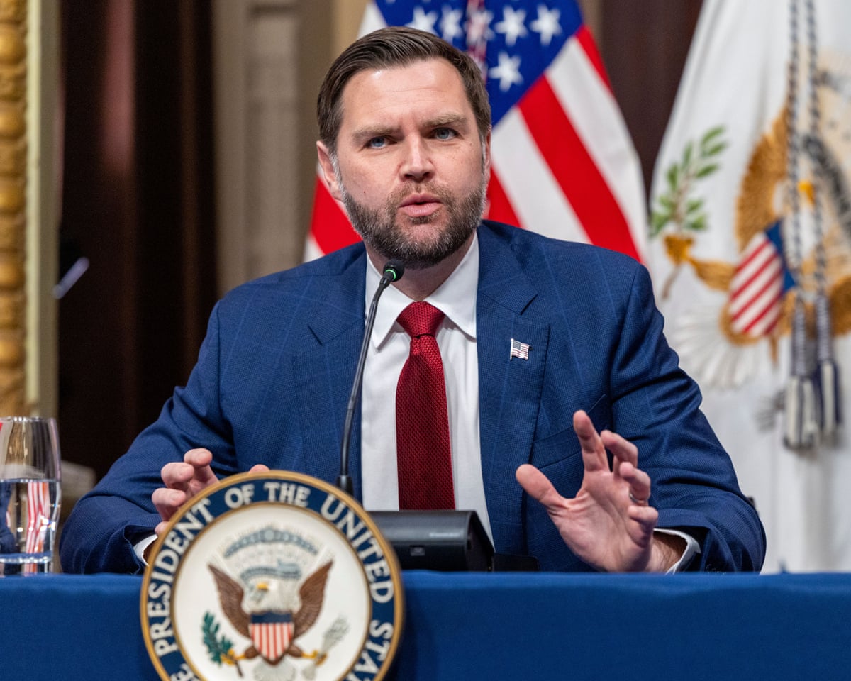 JD Vance delivers remarks during a White House fraud taskforce meeting on 27 March 2026.