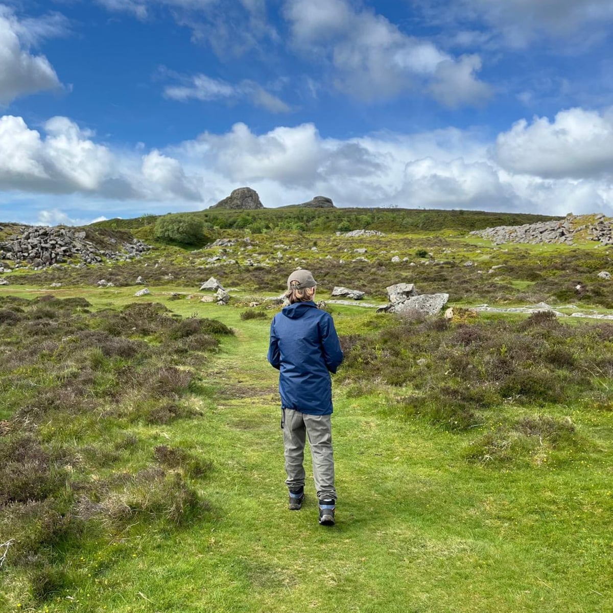 Young Country Diary writer Henry birdwatching on Dartmoor.
