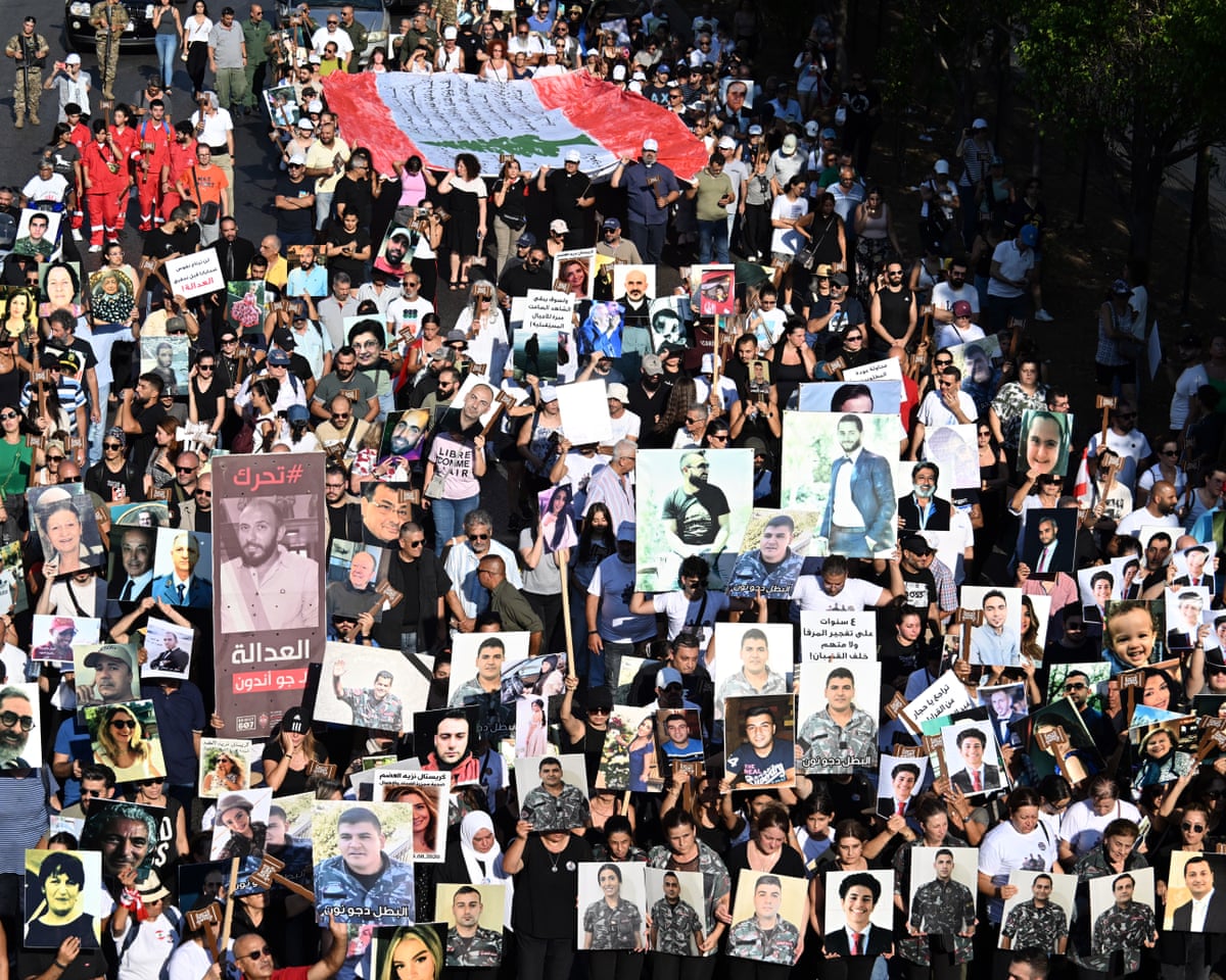 A commemorative street procession for those who lost their lives in the 2020 Port of Beirut explosion