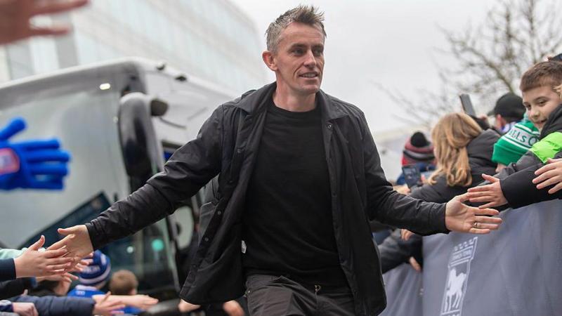 Ipswich manager Kieran McKenna receives the adoration of fans