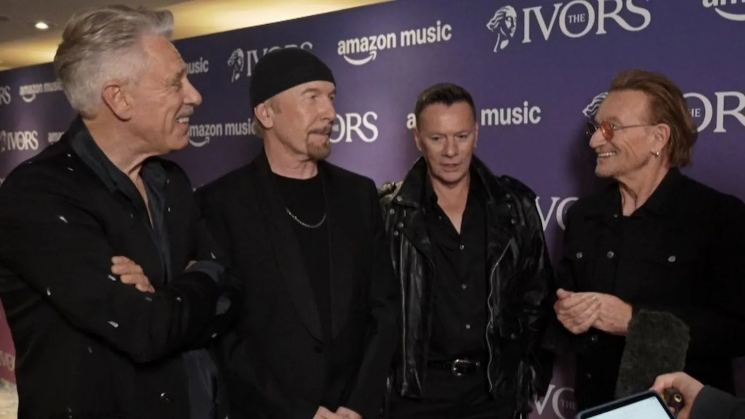 Adam Clayton, The Edge, Larry Mullen, Jr and Bono at the 2025 Ivor Novello Awards