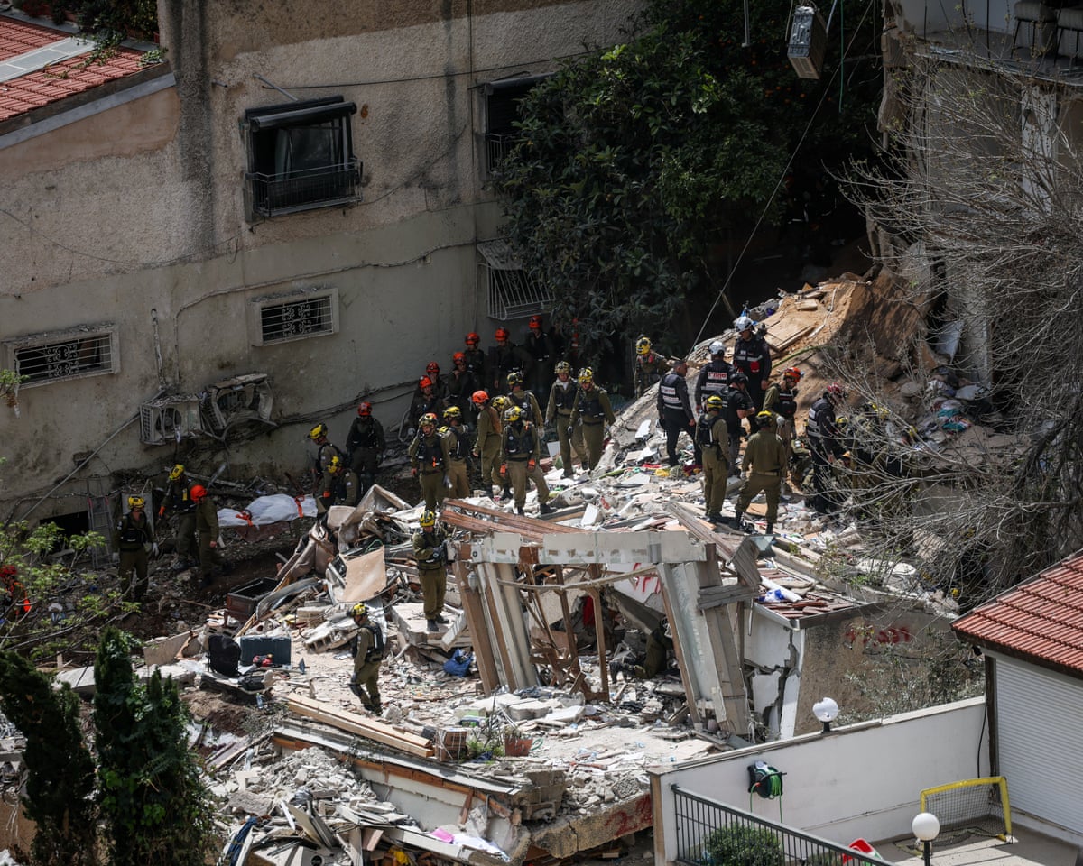 Aftermath of a projectile impact in Haifa.