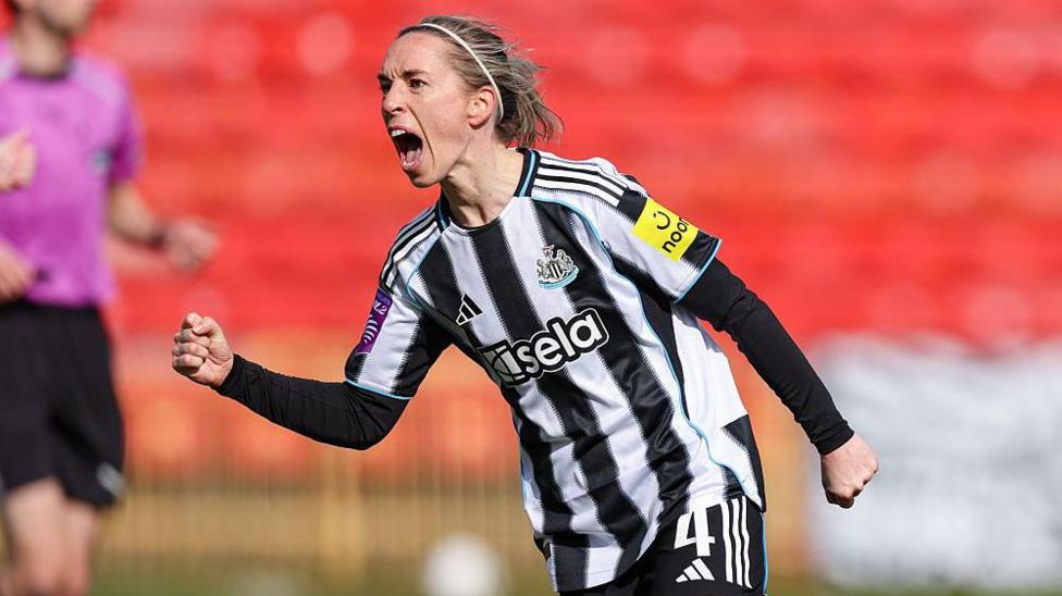 Jordan Nobbs celebrates for Newcastle