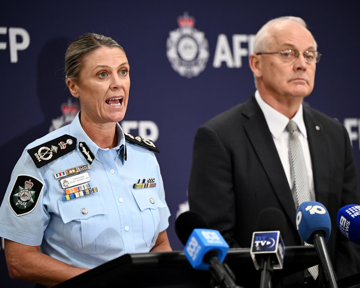 Australian federal police commissioner Krissy Barrett and Ross Barnett, the director of investigations at the Office of the Special Investigator.