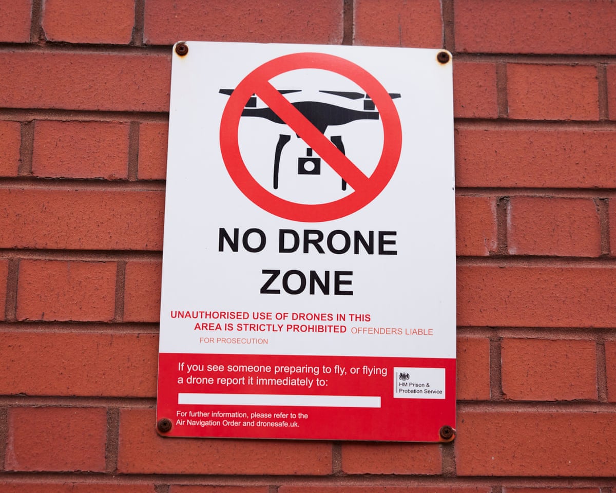 Sign on wall saying No Drone Zone