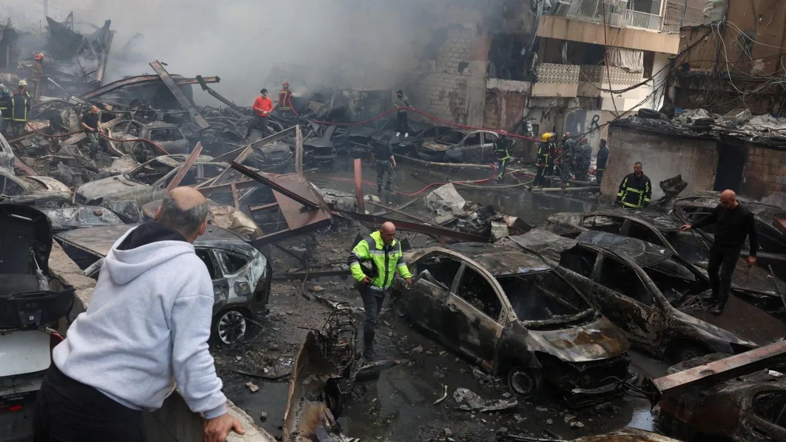  Rescuers work at the site of an Israeli strike in Beirut, Lebanon, April 8, 2026