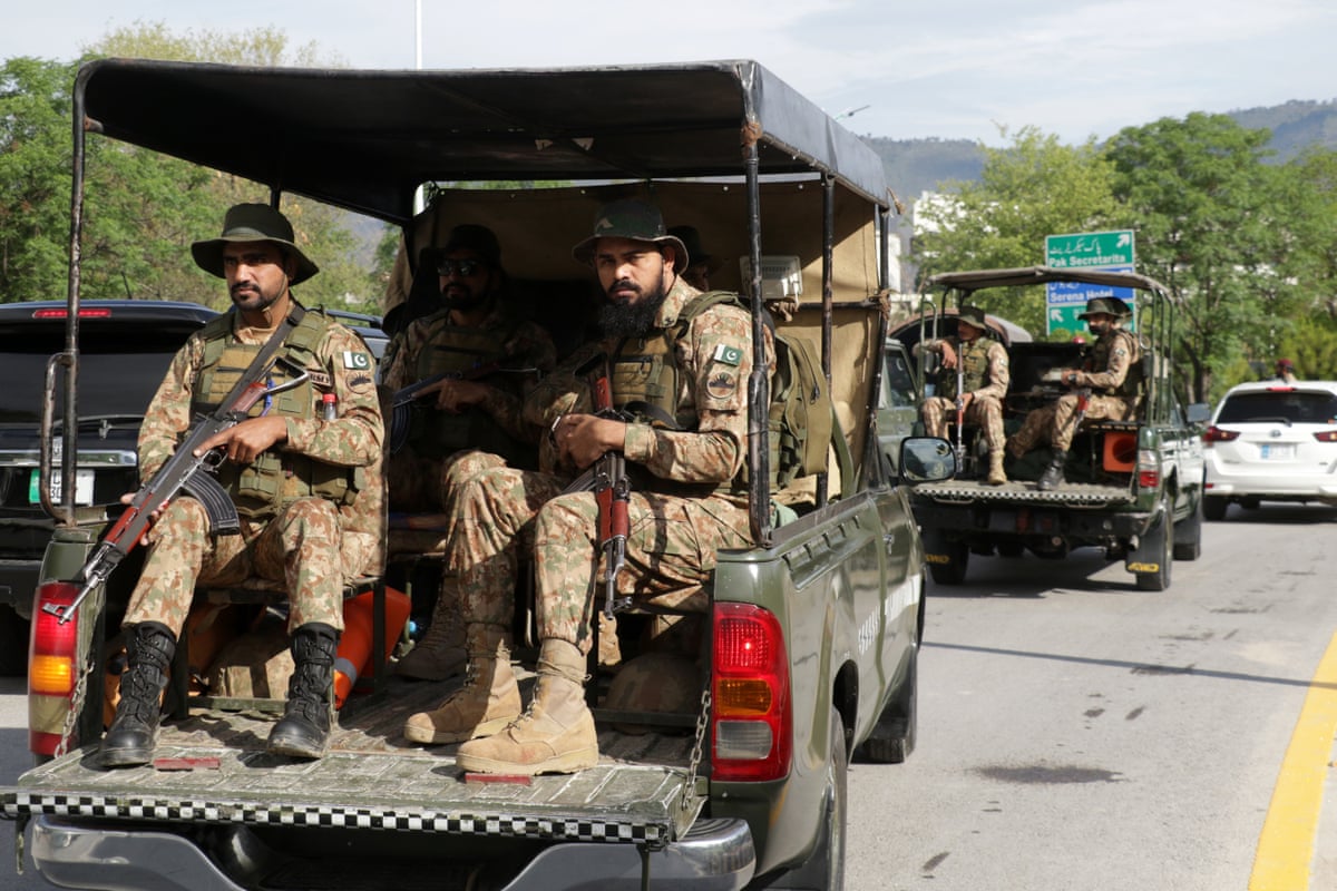 Pakistani security officials at a checkpoint.