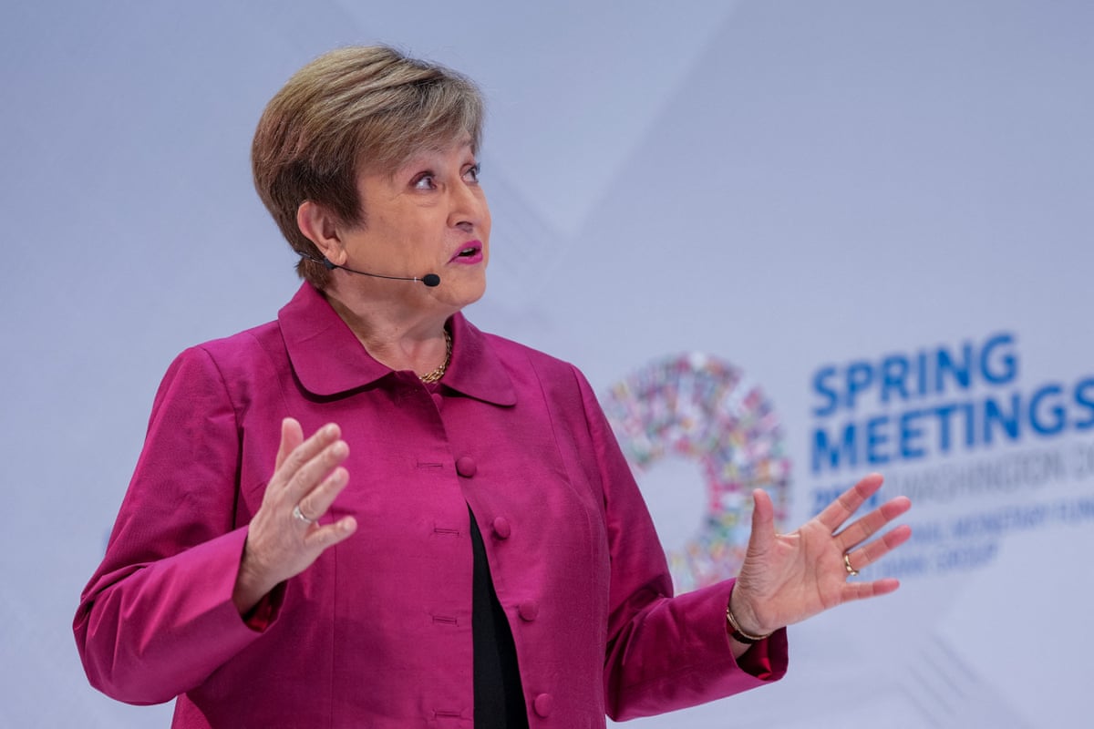 IMF managing director Kristalina Georgieva delivers a speech ahead of the IMF/World Bank's spring meeting in Washington.