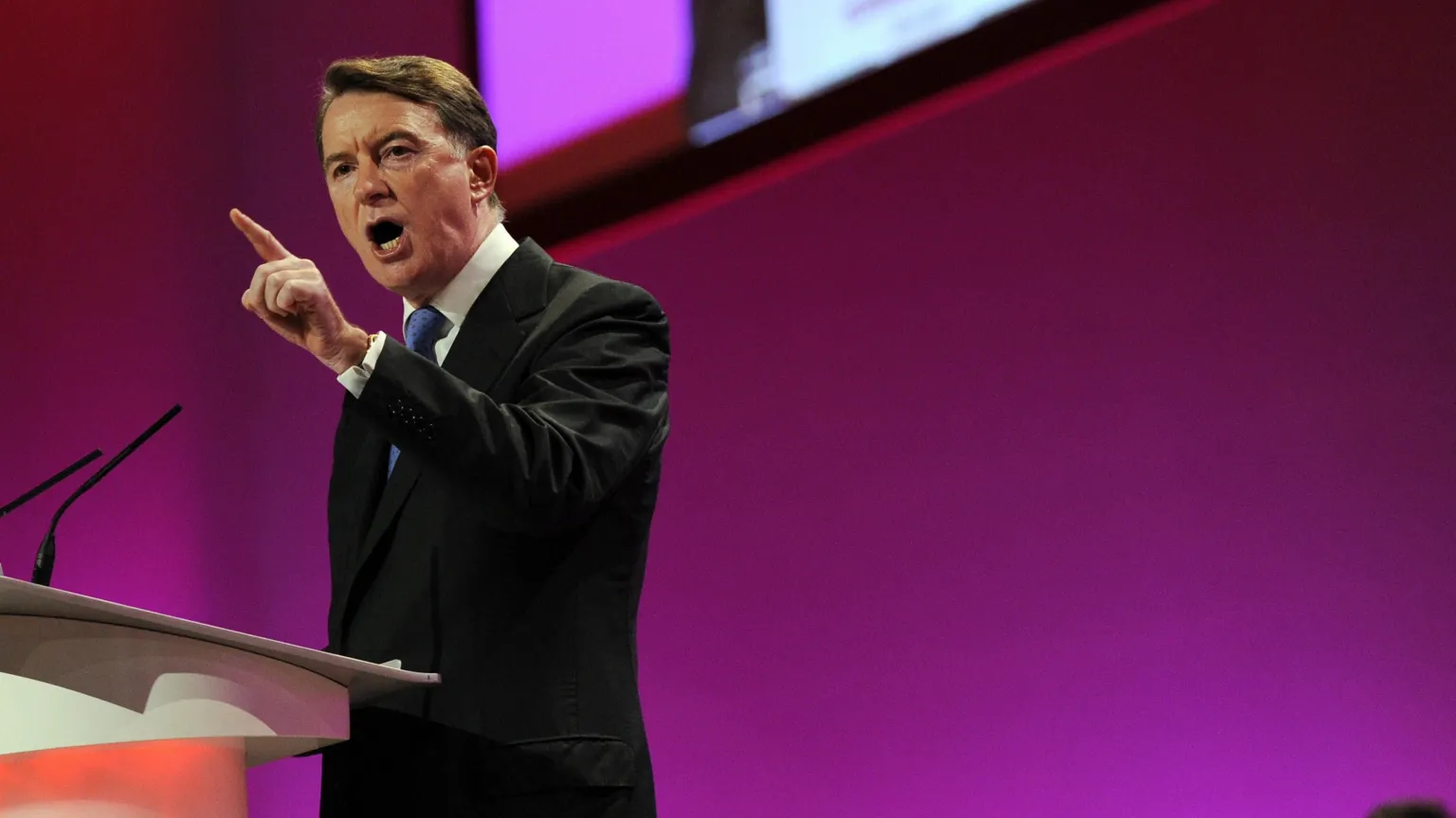 AFP via Mandelson speaking at a Labour conference in 2009. 