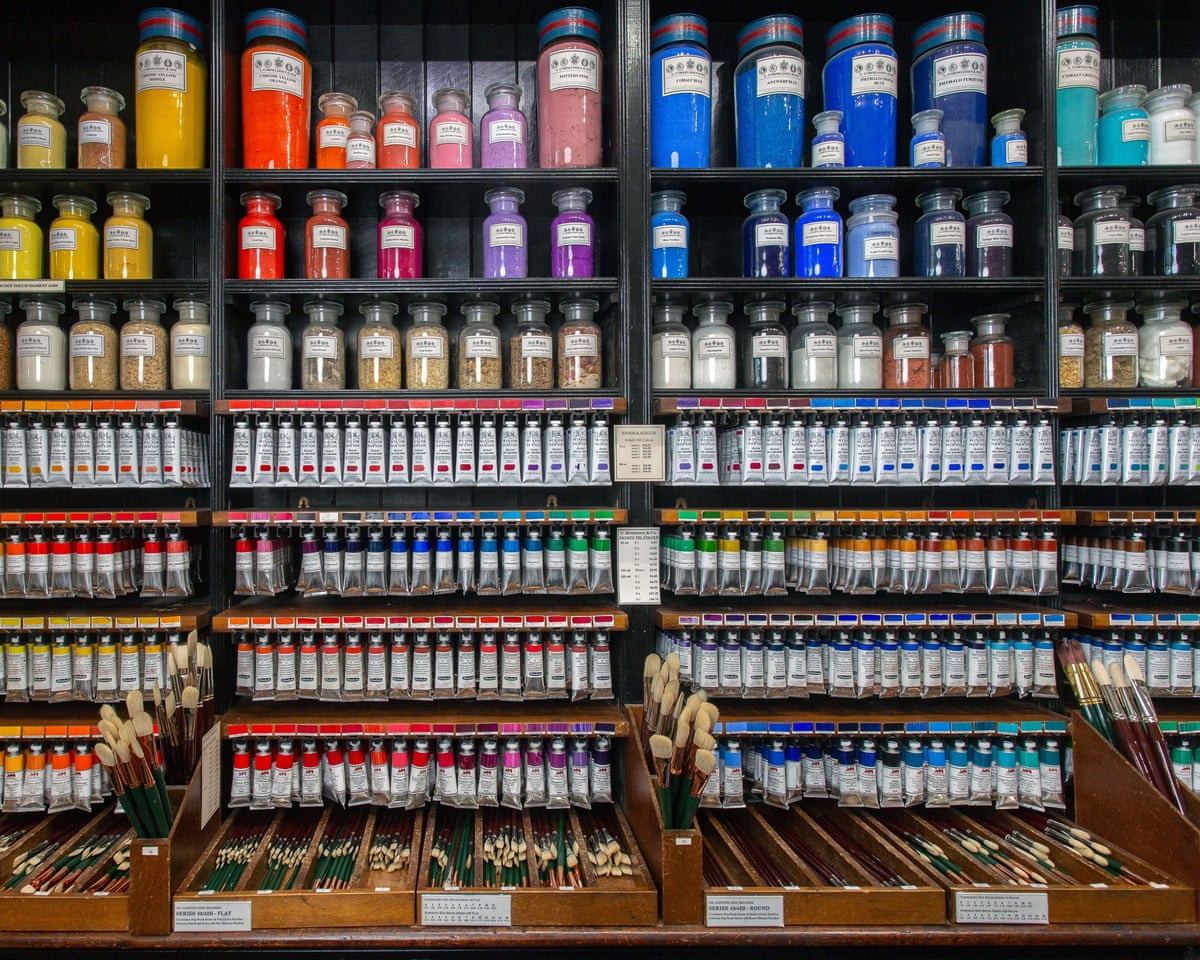 A selection of paints at L Cornelissen & Son.