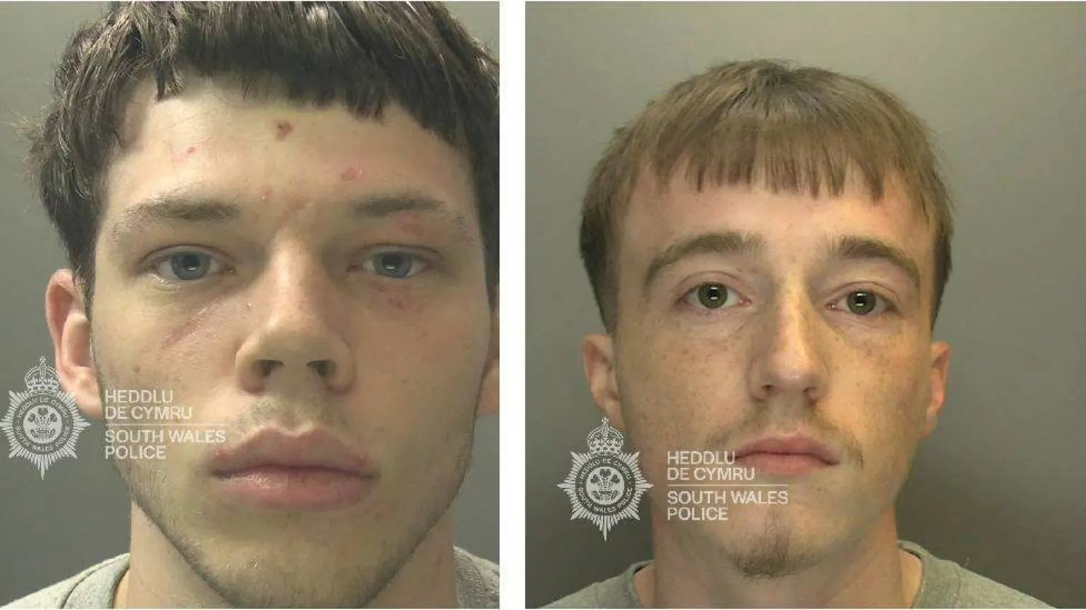 South Wales Police Police photograph of two men in custody 