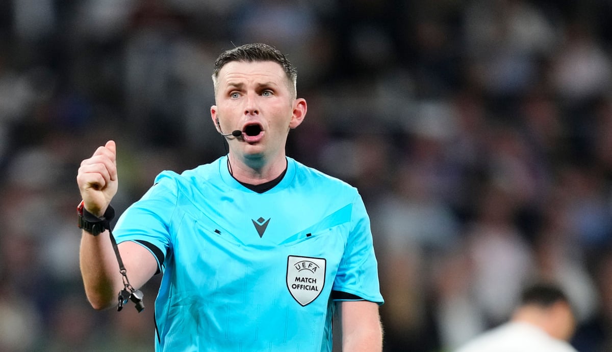 Michael Oliver returns to action in the Premier League fresh from refereeing this week’s thrilling Champions League quarter-final first leg between Real Madrid and Bayern Munich at the Bernabéu.