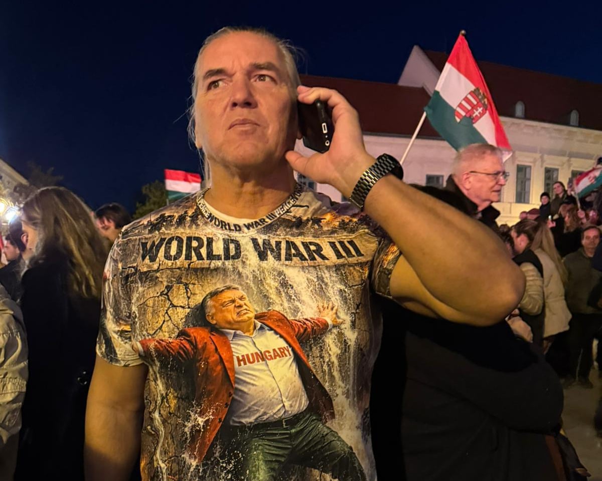 A Viktor Orban supporter at his final rally in Budapest, Hungary