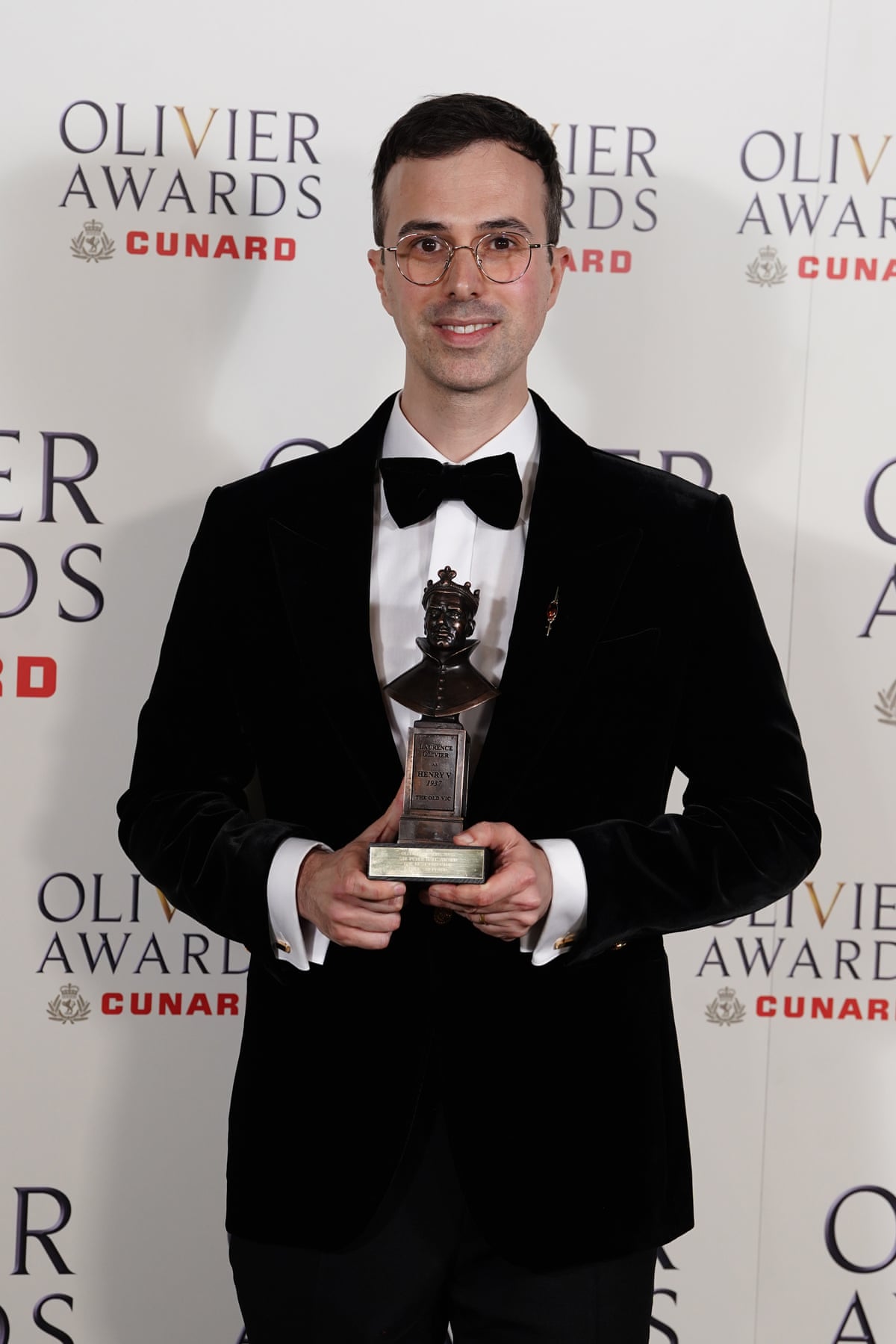 Luke Sheppard with his best director award for Paddington: The Musical.