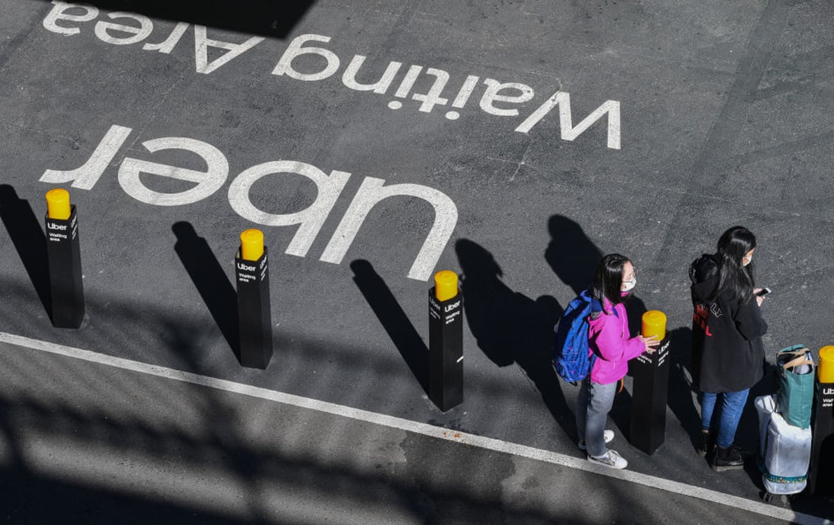 An Uber waiting area at an airport