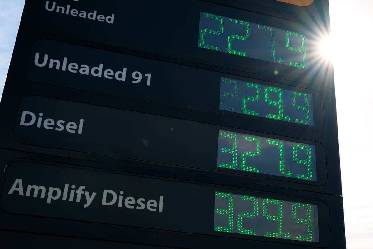 Fuel prices at a petrol station in Sydney