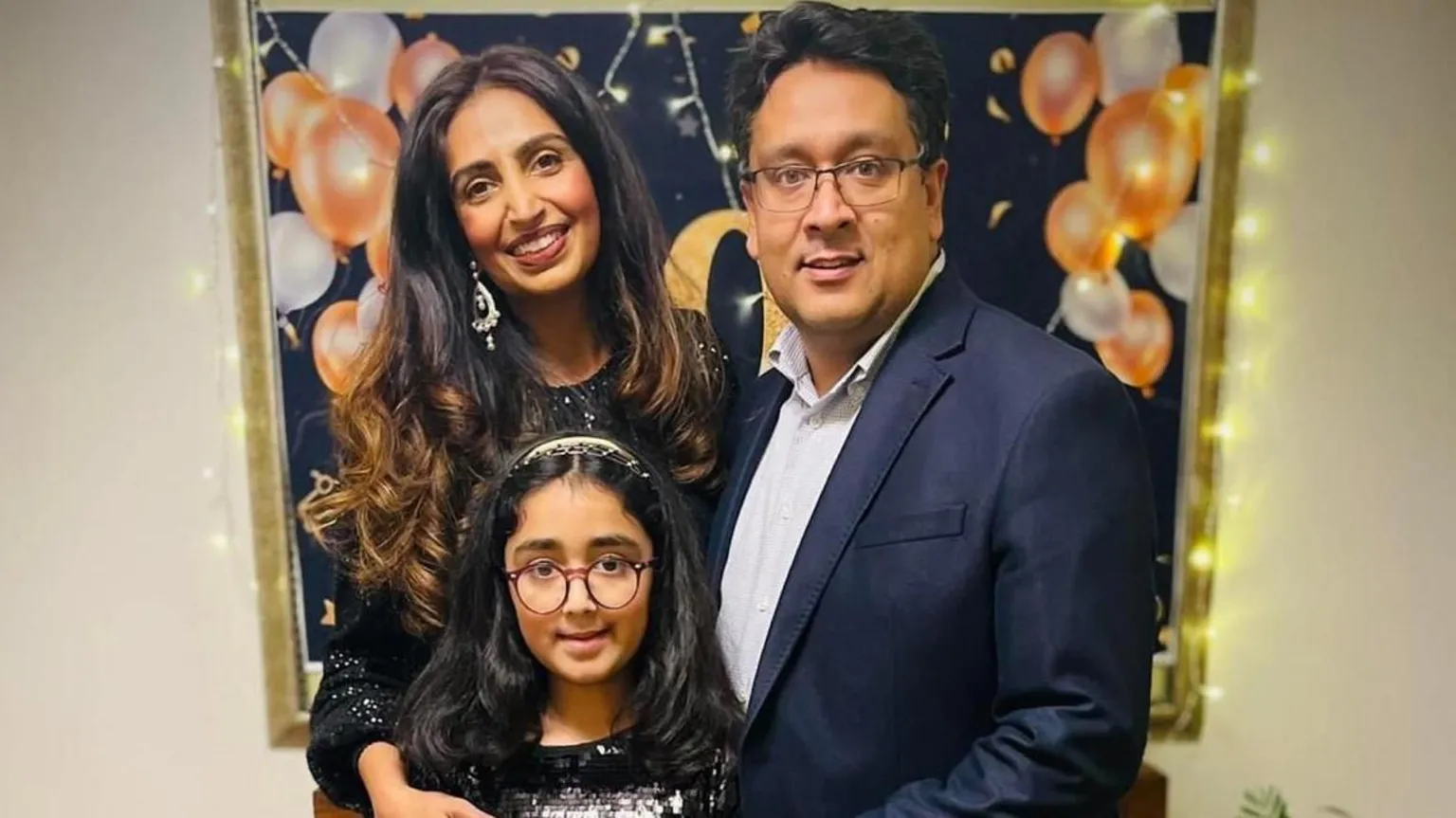 Family handout Smera Chohan, Sajjad Butt and Nuria Sajjad smiling. 