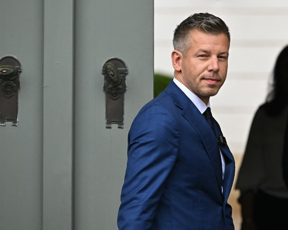 Hungary's prime minister-elect Peter Magyar arrives at the entrance of the Presidential Sandor Palace in Budapest.