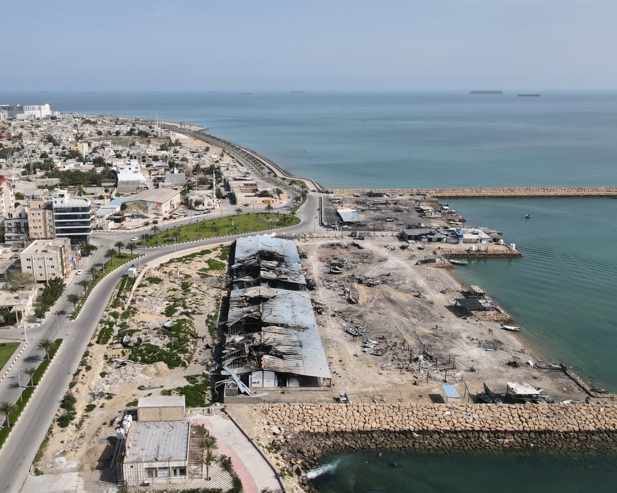 Damage on a fishing pier in the Iranian port of Qeshm island that local witnesses was caused by recent strikes in the US-Israel military campaign