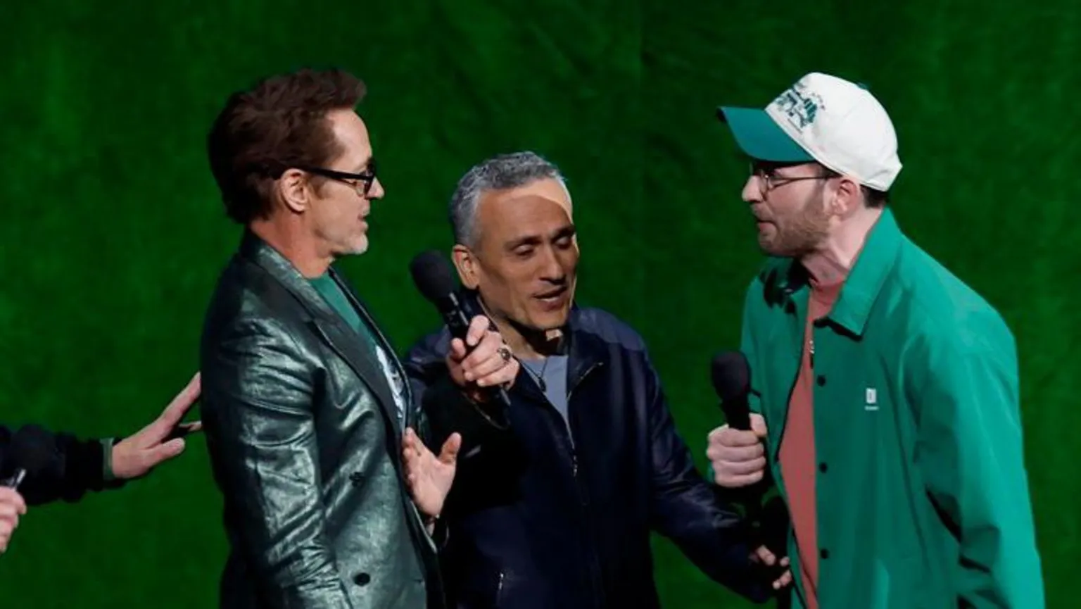  Robert Downey Jr, director Joe Russo and Chris Evans
