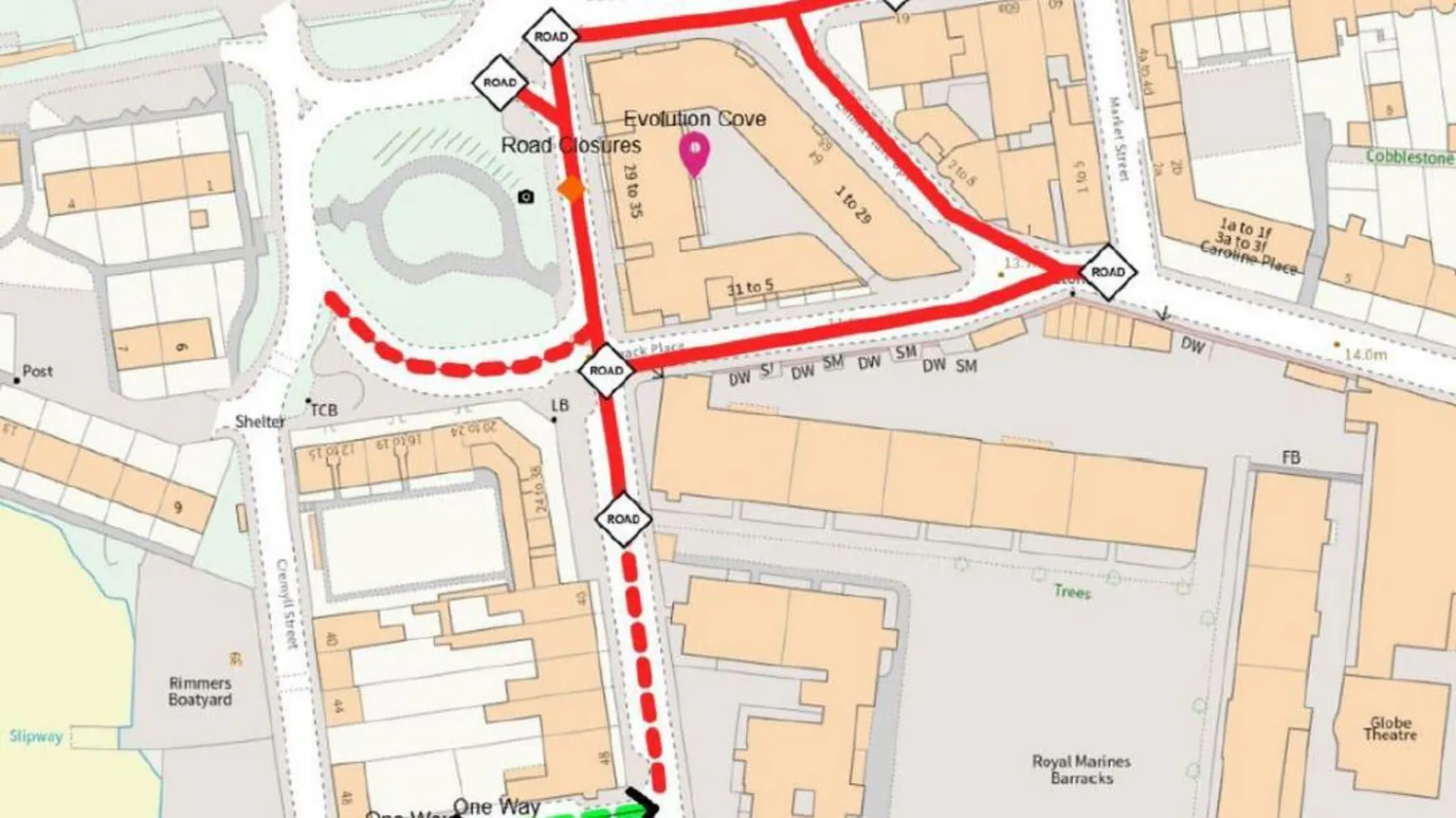 Plymouth City Council A map of the exclusion zone in Plymouth. 
