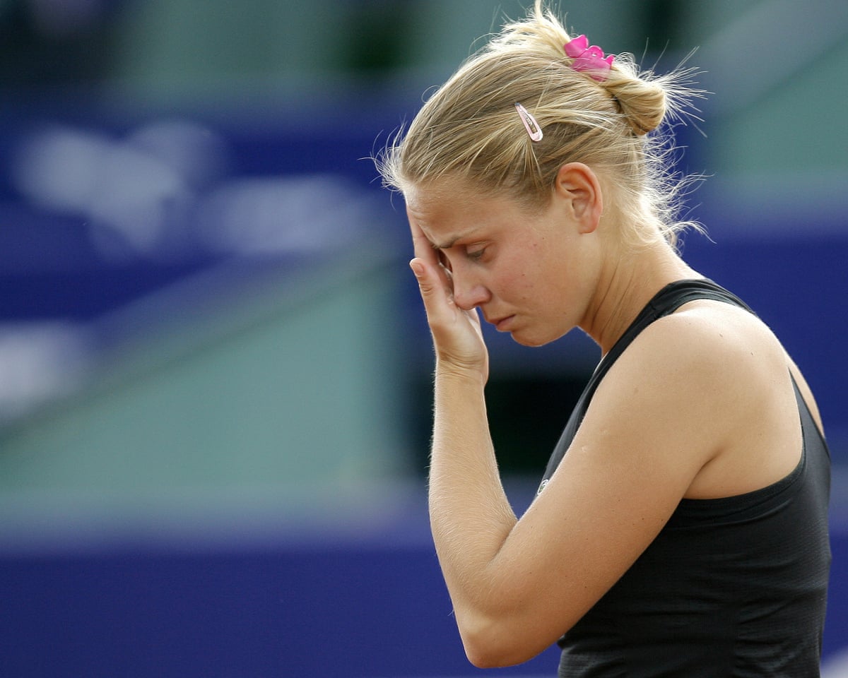 Jelena Dokic reacts during a tennis match in 2009