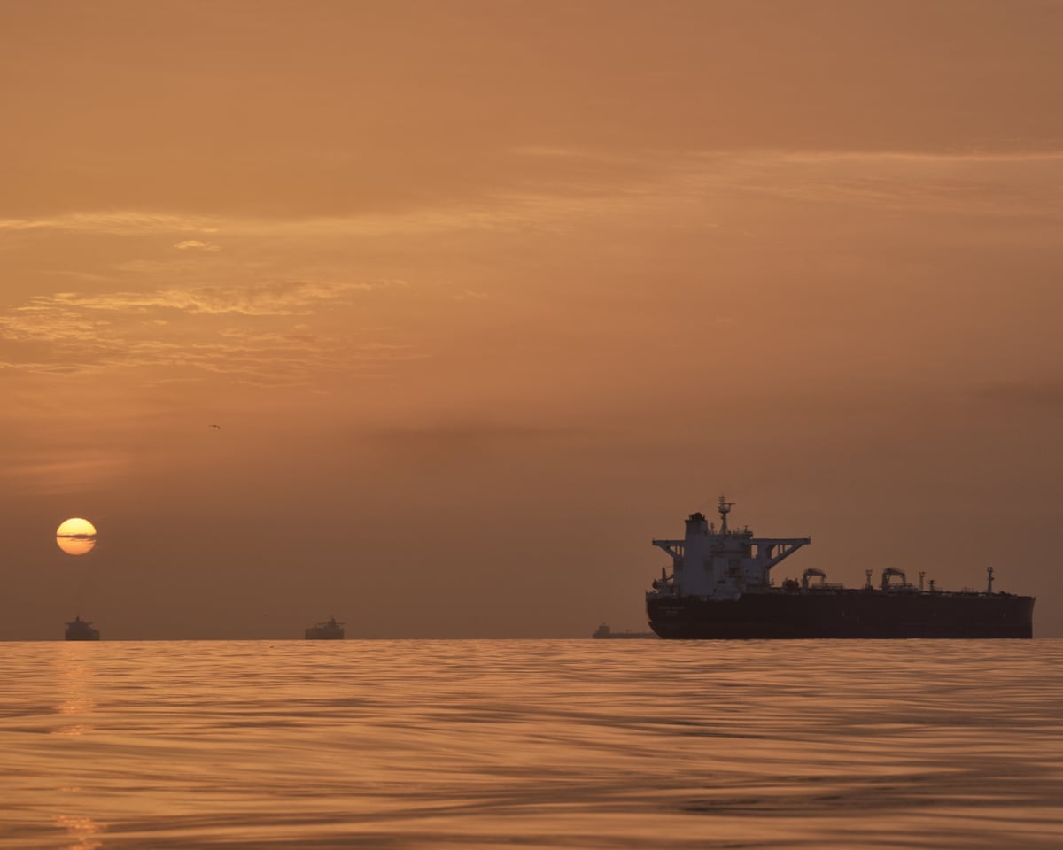 A tanker in the strait of Hormuz.