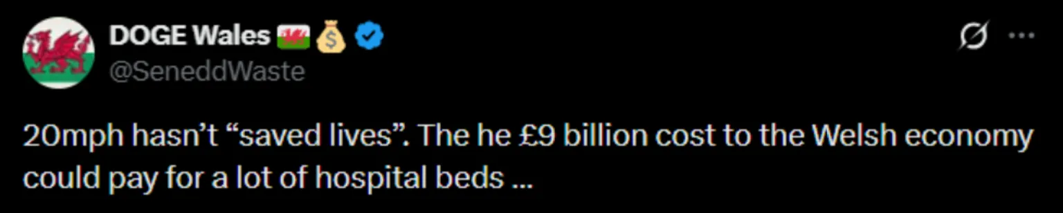 An X social media post from an account named DOGE Wales which has a Welsh flag as its profile picture. The post reads: 