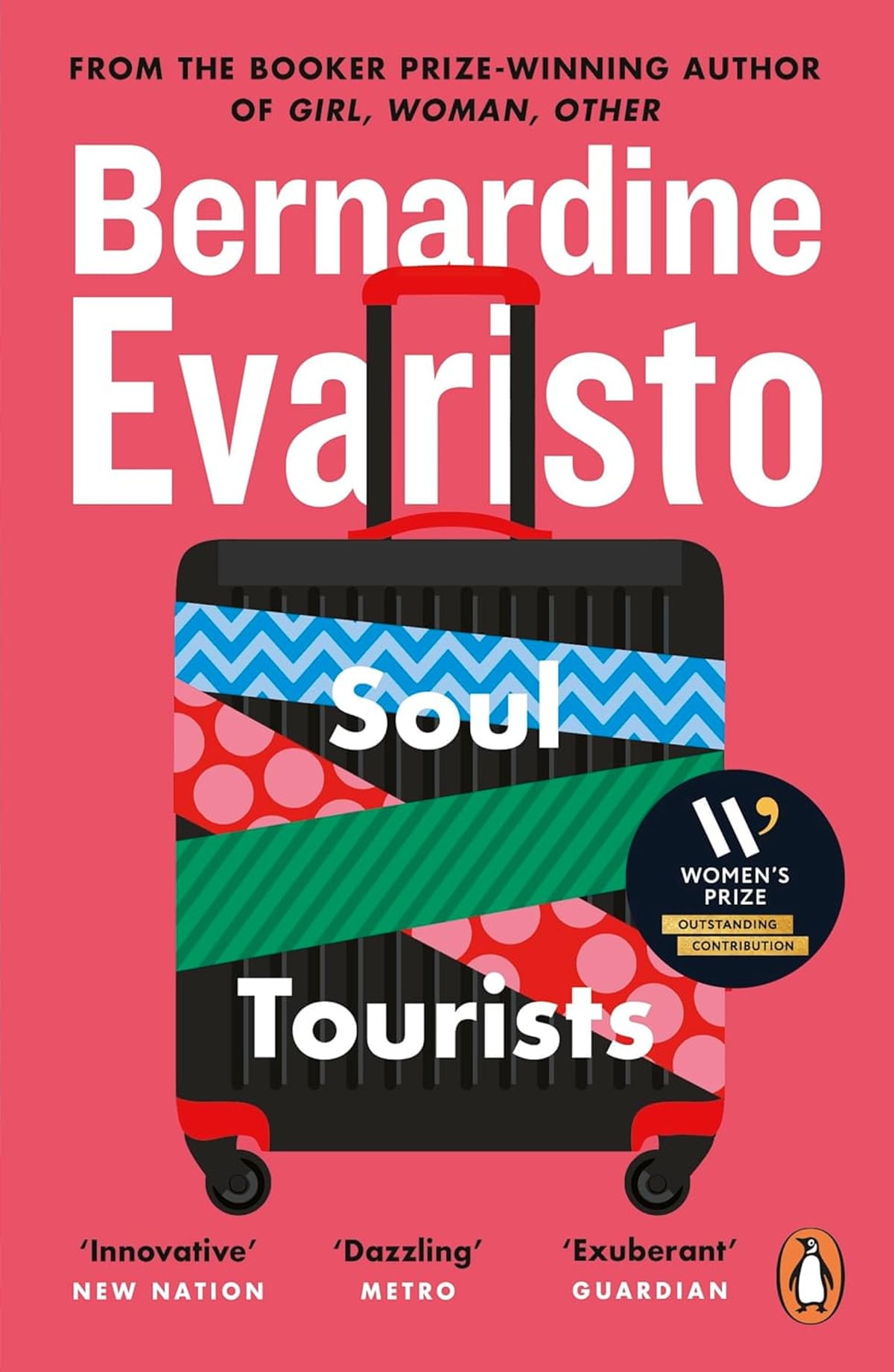 Soul Tourists book cover with haphazardly taped up wheely suitcase on its front