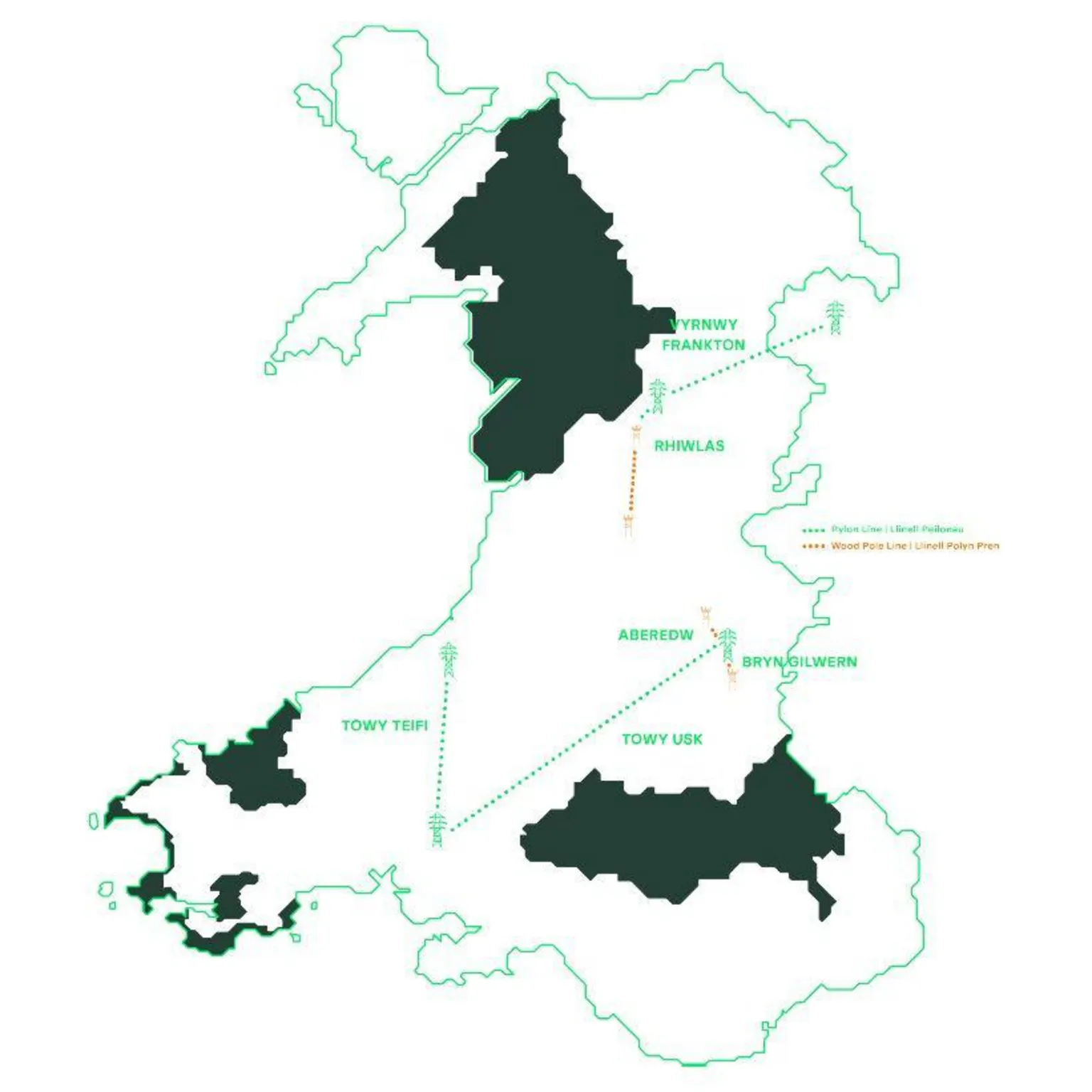 Green GEN Cymru A Green GEN Cymru graphic showing their proposed pylon routes