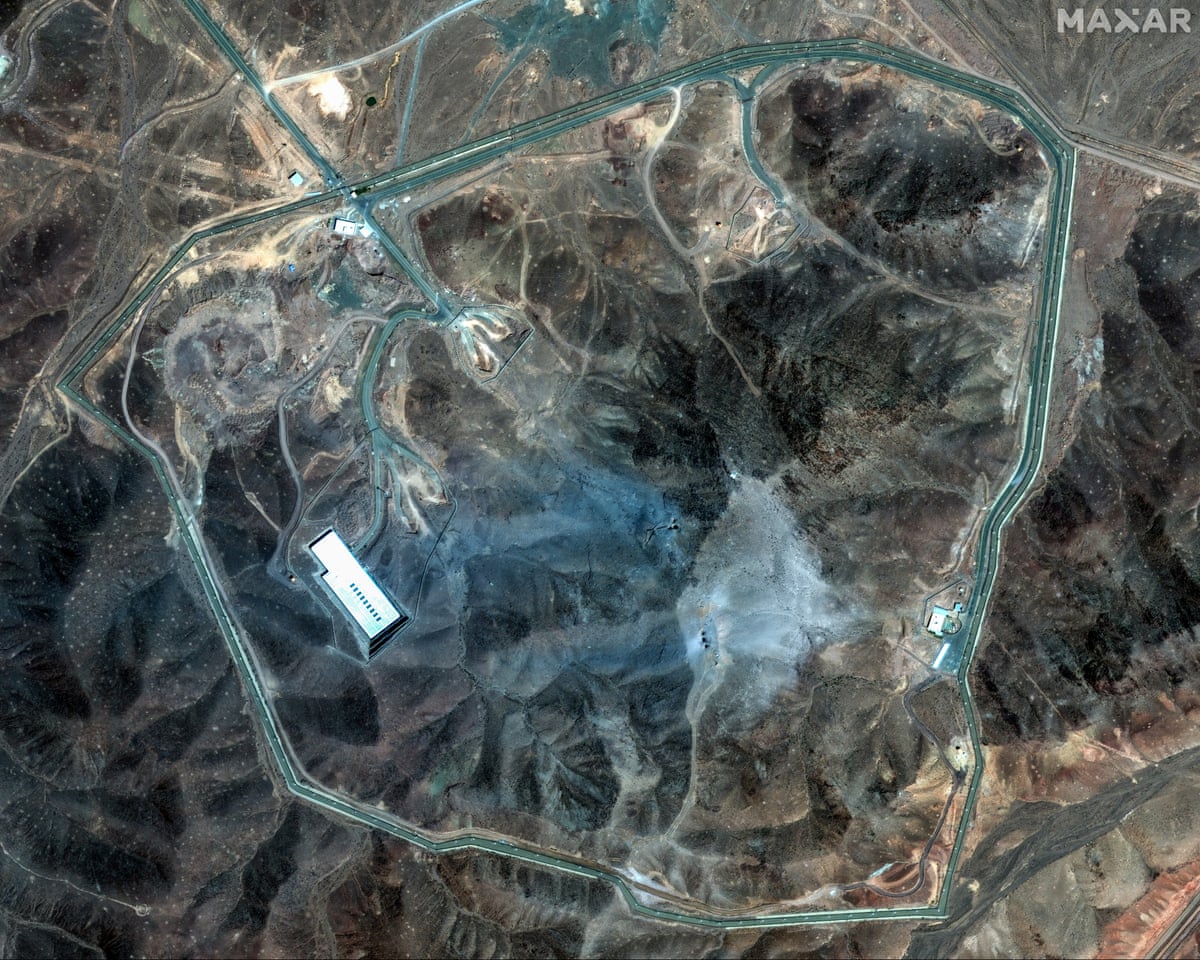A satellite picture of Iran’s Fordow fuel enrichment plant, north-east of the city of Qom, after the US airstrikes in June last year