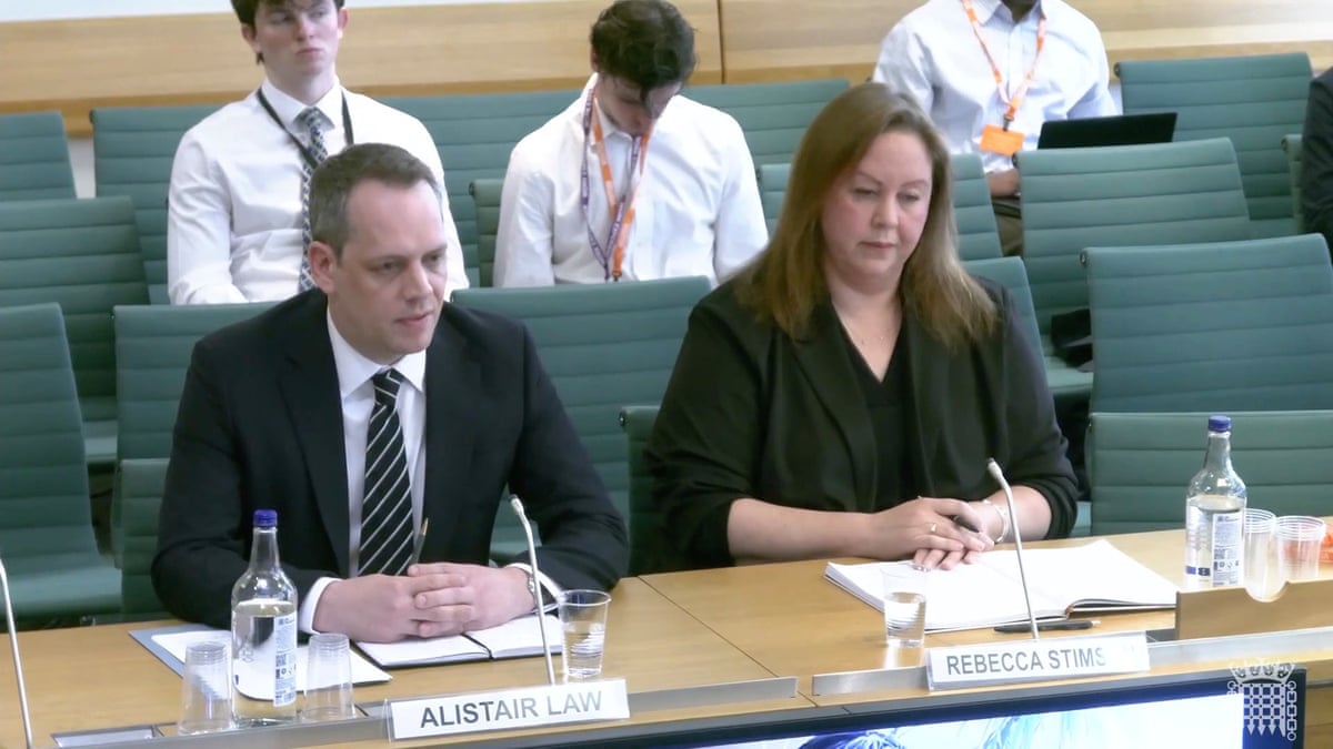 Alistair Law and Rebecca Stimson during commons hearing.