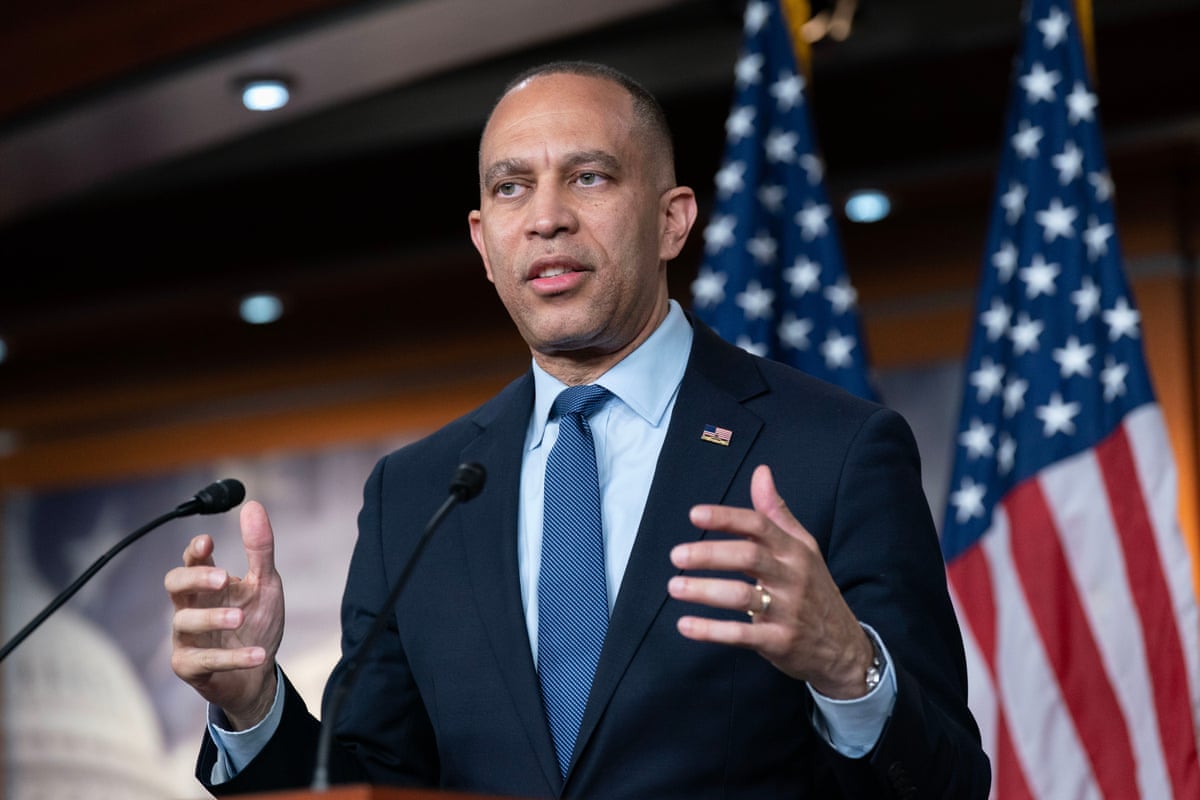 House Minority Leader Hakeem Jeffries, D-N.Y., speaks during a news conference on Capitol Hill in Washington, Thursday, April 16, 2026.