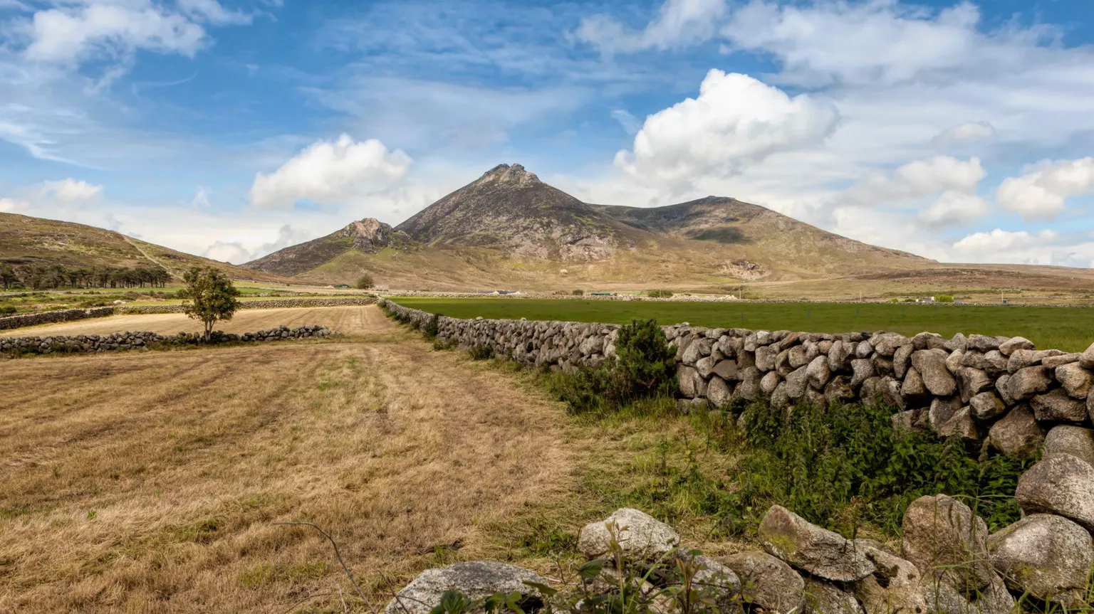  Mourne Mountains with blue sky.
