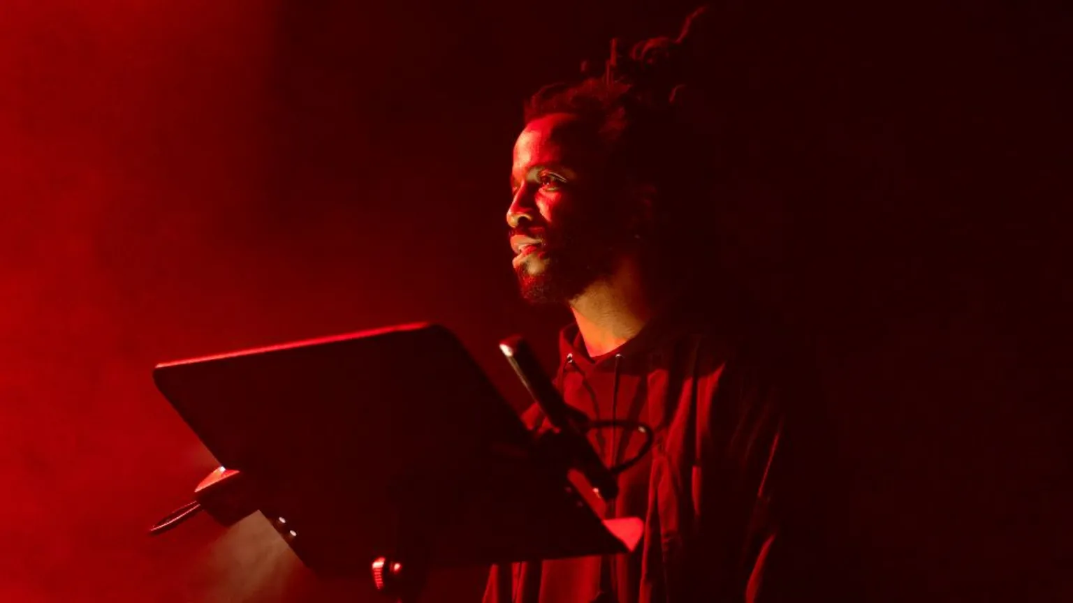 Anne Tetzlaff Simeon Barclay performing The Ruin at the Institute of Contemporary Arts in London, January 2025