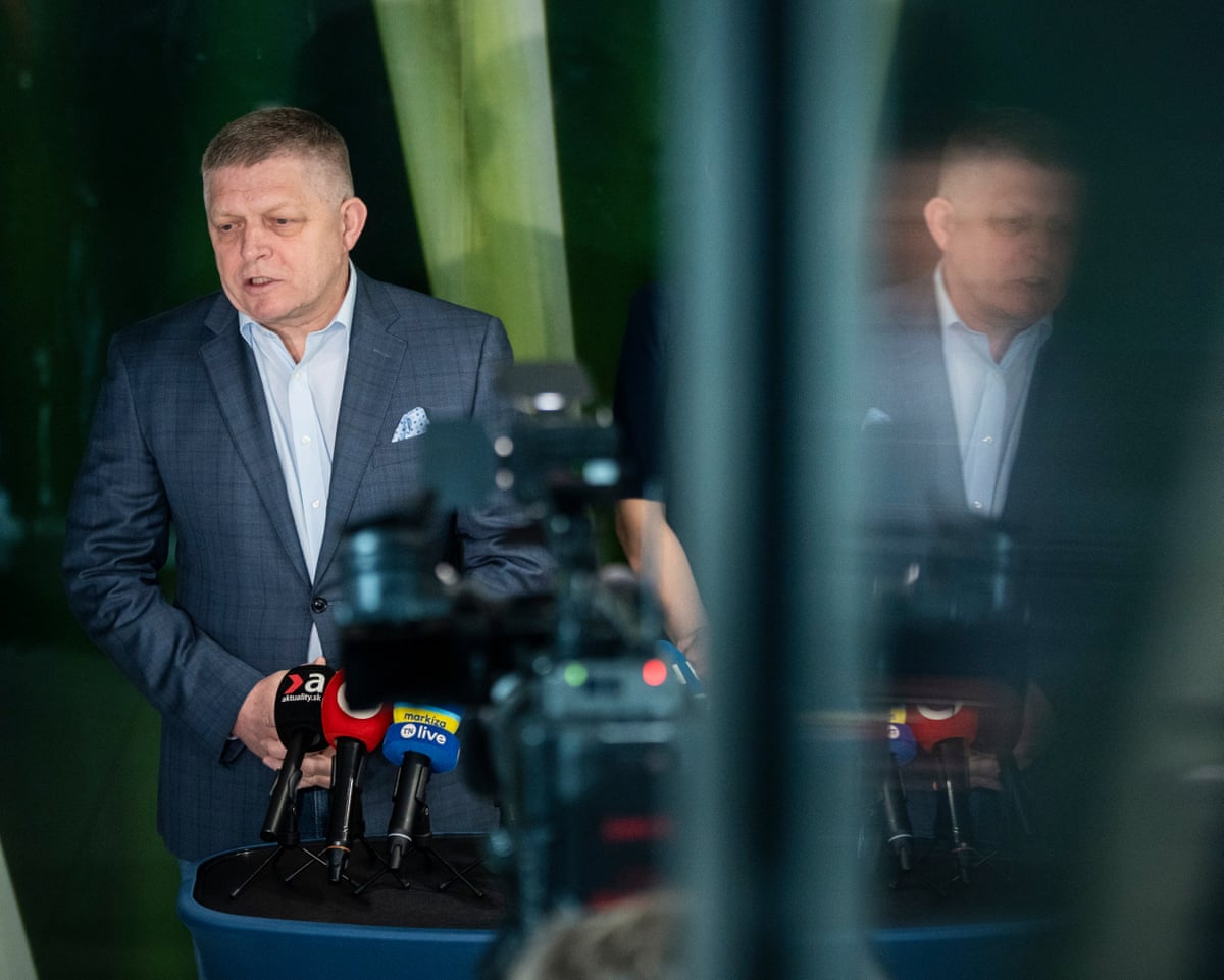 Slovak prime minister Robert Fico attends a press conference at the premises of oil transport company Transpetrol in Bratislava, Slovakia.