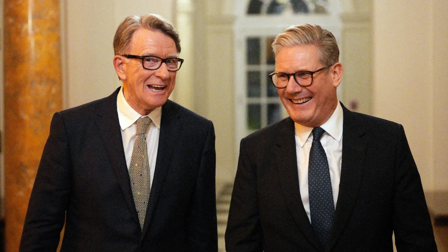  Sir Keir Starmer smiles alongside Lord Mandelson at the UK ambassador's residence in Washington DC.
