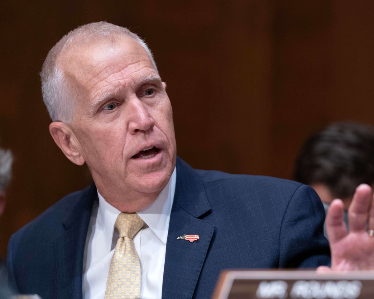 Thom Tillis speaks during the confirmation hearing of Kevin Warsh, nominee for Federal Reserve chair, 21 April 2026.
