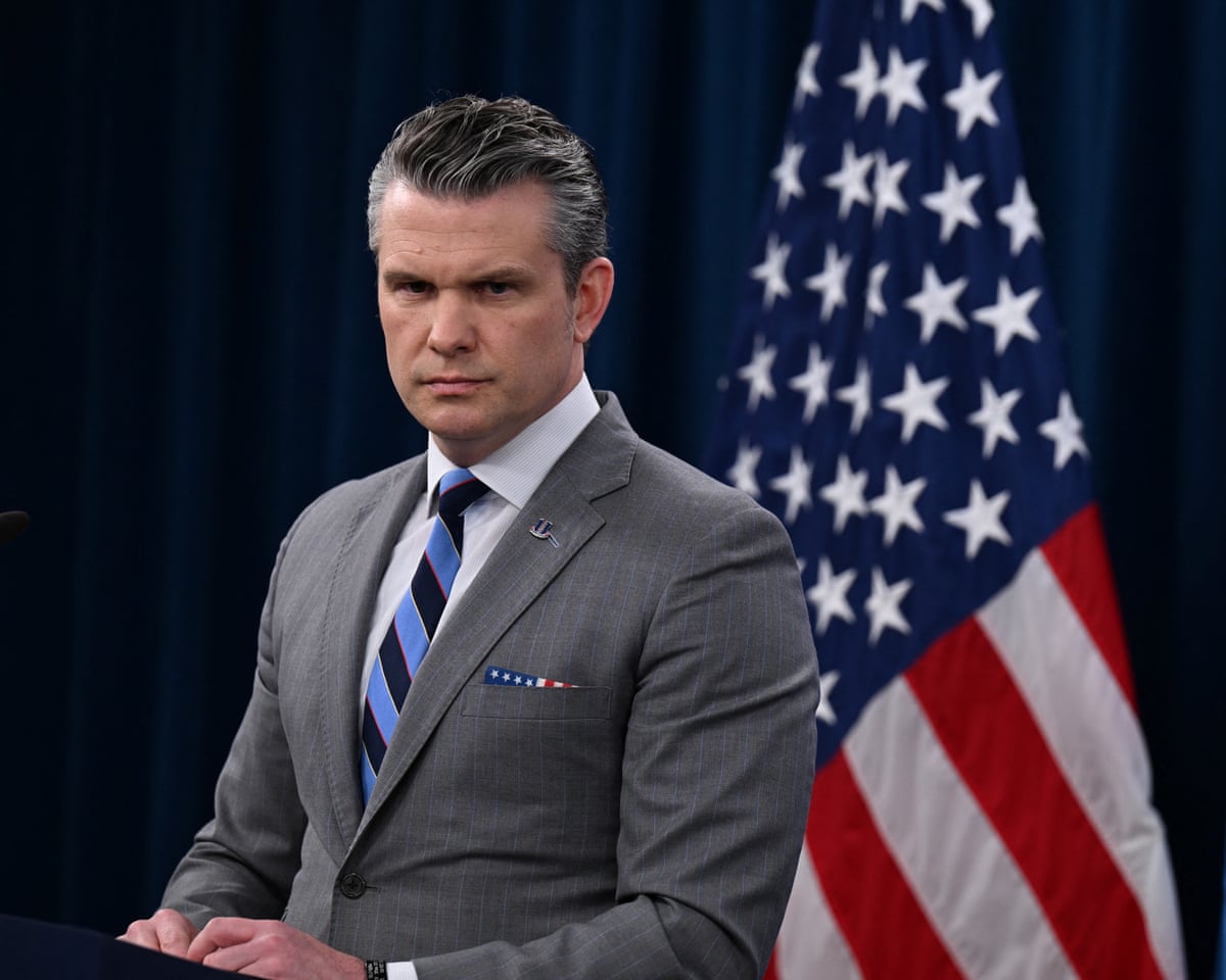 Pete Hegseth speaks during a press briefing at the Pentagon, on 24 April 2026.